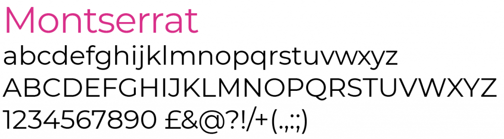 Monsterrat our secondary typeface