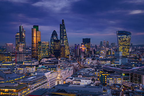 London skyline at night